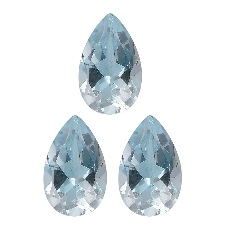 Set of 3 Sky Blue Topaz (Pear 8x5 mm) 2.57 ctw