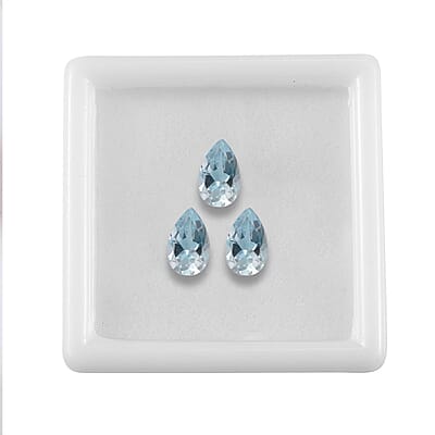 Set of 3 Sky Blue Topaz (Pear 8x5 mm) 2.57 ctw