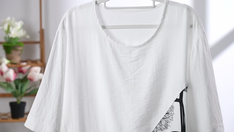 White Square Pattern Round Neck Top - One Size Fits Most