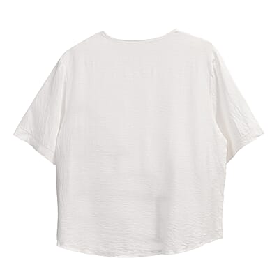 White Square Pattern Round Neck Top - One Size Fits Most