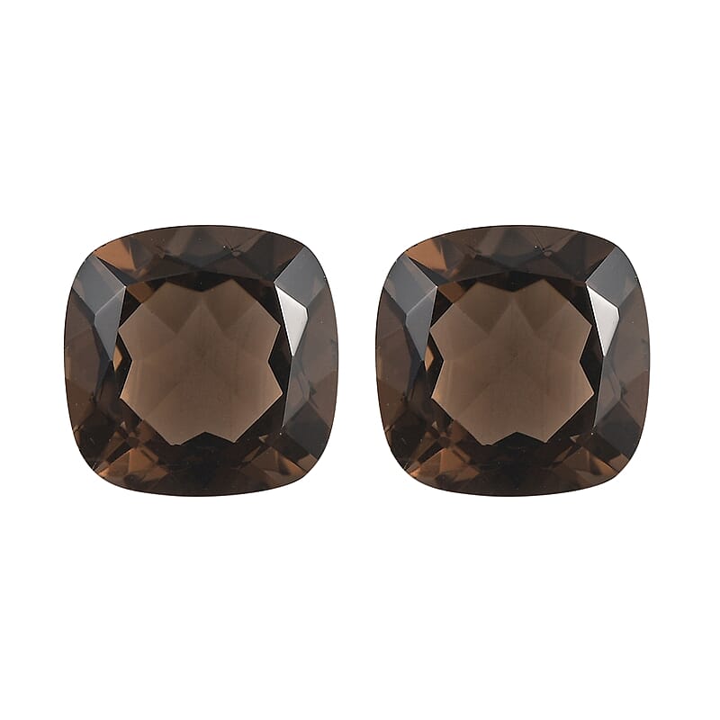 Set of 2 Brazilian Smoky Quartz (Cush 10x10 mm) 7.35 ctw Loose gemstone