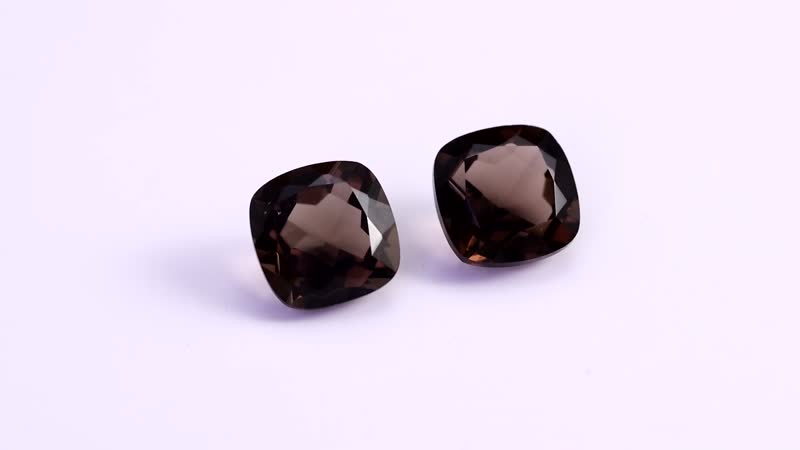 Set of 2 Brazilian Smoky Quartz (Cush 10x10 mm) 7.35 ctw Loose gemstone