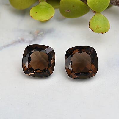 Set of 2 Brazilian Smoky Quartz (Cush 10x10 mm) 7.35 ctw Loose gemstone