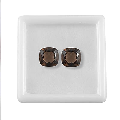 Set of 2 Brazilian Smoky Quartz (Cush 10x10 mm) 7.35 ctw Loose gemstone