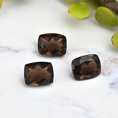 Set of 3 AA Brazilian Smoky Quartz (Cush 10x8 mm) 8.08 ctw