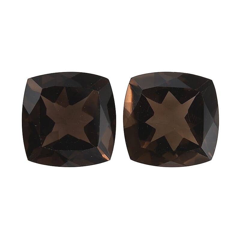 Set of 2 AA Brazilian Smoky Quartz (Cush 11x11 mm) 10.40 ctw