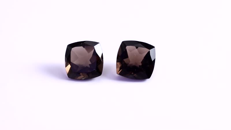 Set of 2 AA Brazilian Smoky Quartz (Cush 11x11 mm) 10.40 ctw