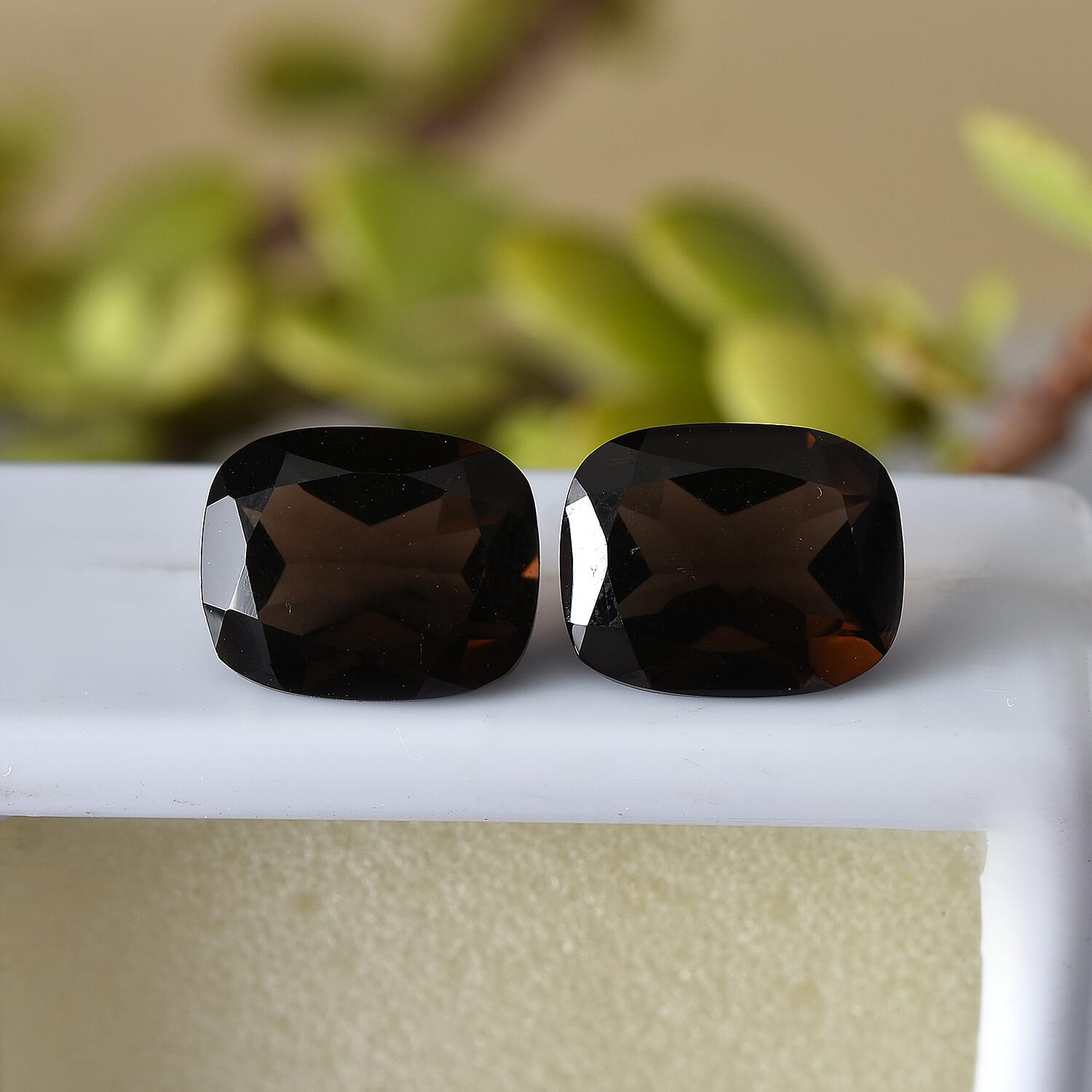 Set of 2 AA Brazilian Smoky Quartz (Cush 11x9 mm) 7.00 ctw Loose gemstone
