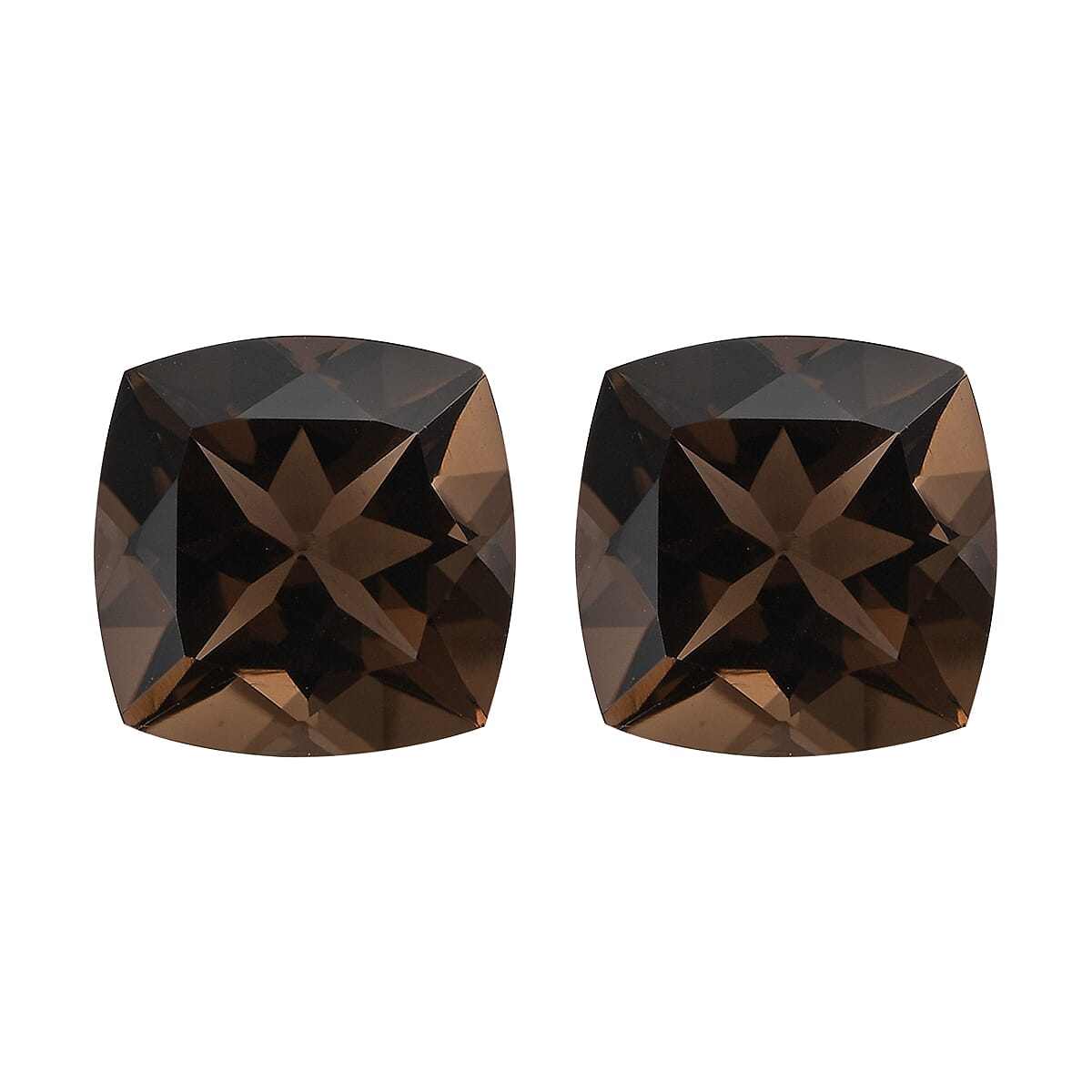 Set of 2 AA Brazilian Smoky Quartz (Cush 12x12 mm) 13.25 ctw