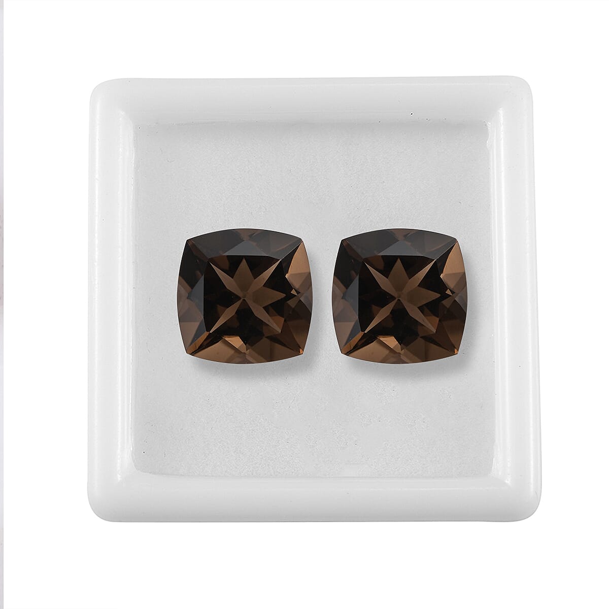 Set of 2 AA Brazilian Smoky Quartz (Cush 12x12 mm) 13.25 ctw