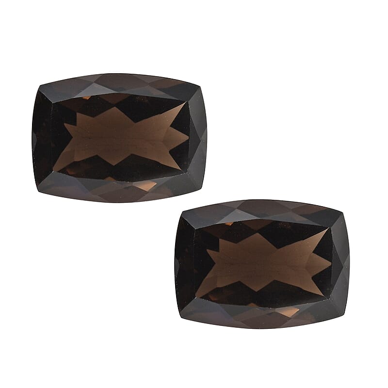 Set of 2 AA Brazilian Smoky Quartz (Cush 14x10 mm) 11.39 ctw