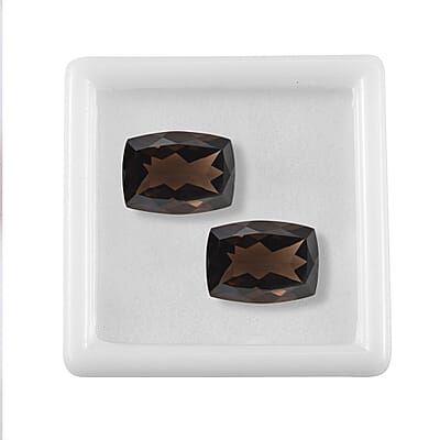 Set of 2 AA Brazilian Smoky Quartz (Cush 14x10 mm) 11.39 ctw