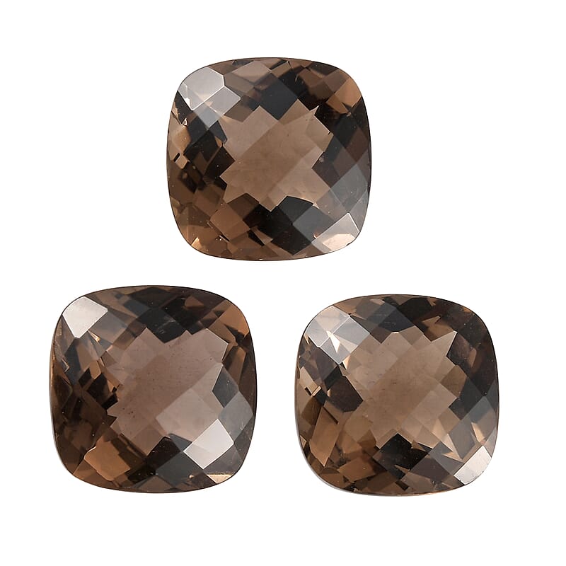 Set of 3 Brazilian Smoky Quartz (Cush 9x9 mm) 7.55 ctw