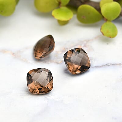Set of 3 Brazilian Smoky Quartz (Cush 9x9 mm) 7.55 ctw