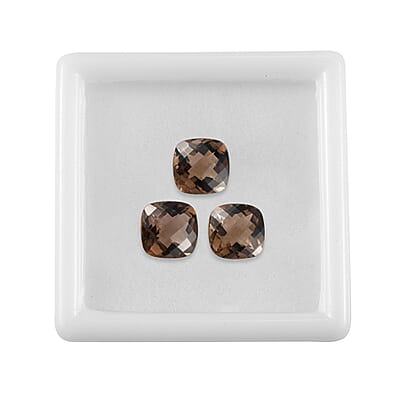 Set of 3 Brazilian Smoky Quartz (Cush 9x9 mm) 7.55 ctw