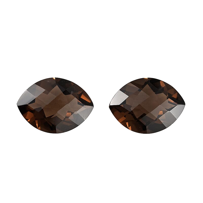 Set of 2 AA Brazilian Smoky Quartz (Mrq 16x12 mm) 13.54 ctw