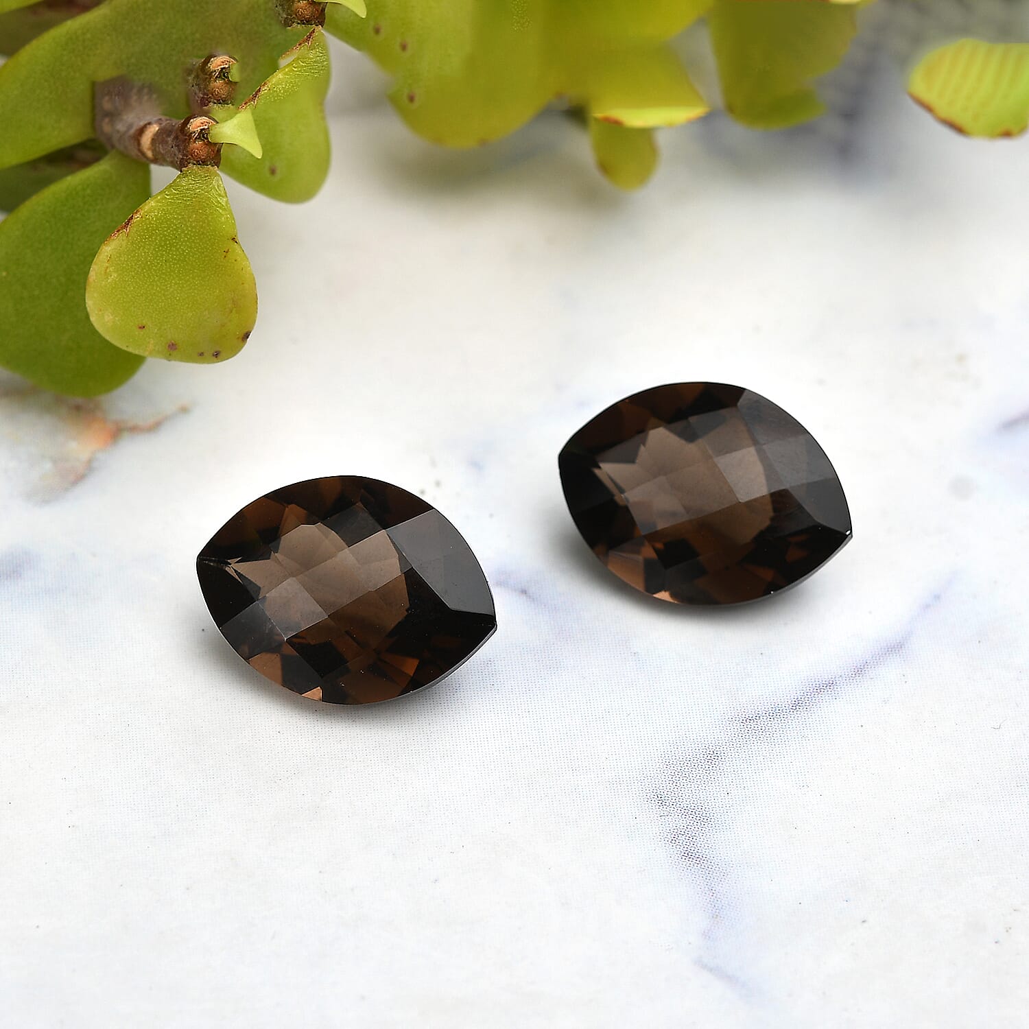 Set of 2 AA Brazilian Smoky Quartz (Mrq 16x12 mm) 13.54 ctw