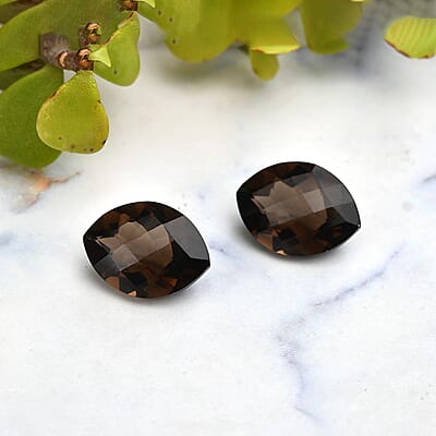 Set of 2 AA Brazilian Smoky Quartz (Mrq 16x12 mm) 13.54 ctw