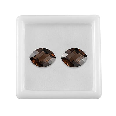 Set of 2 AA Brazilian Smoky Quartz (Mrq 16x12 mm) 13.54 ctw
