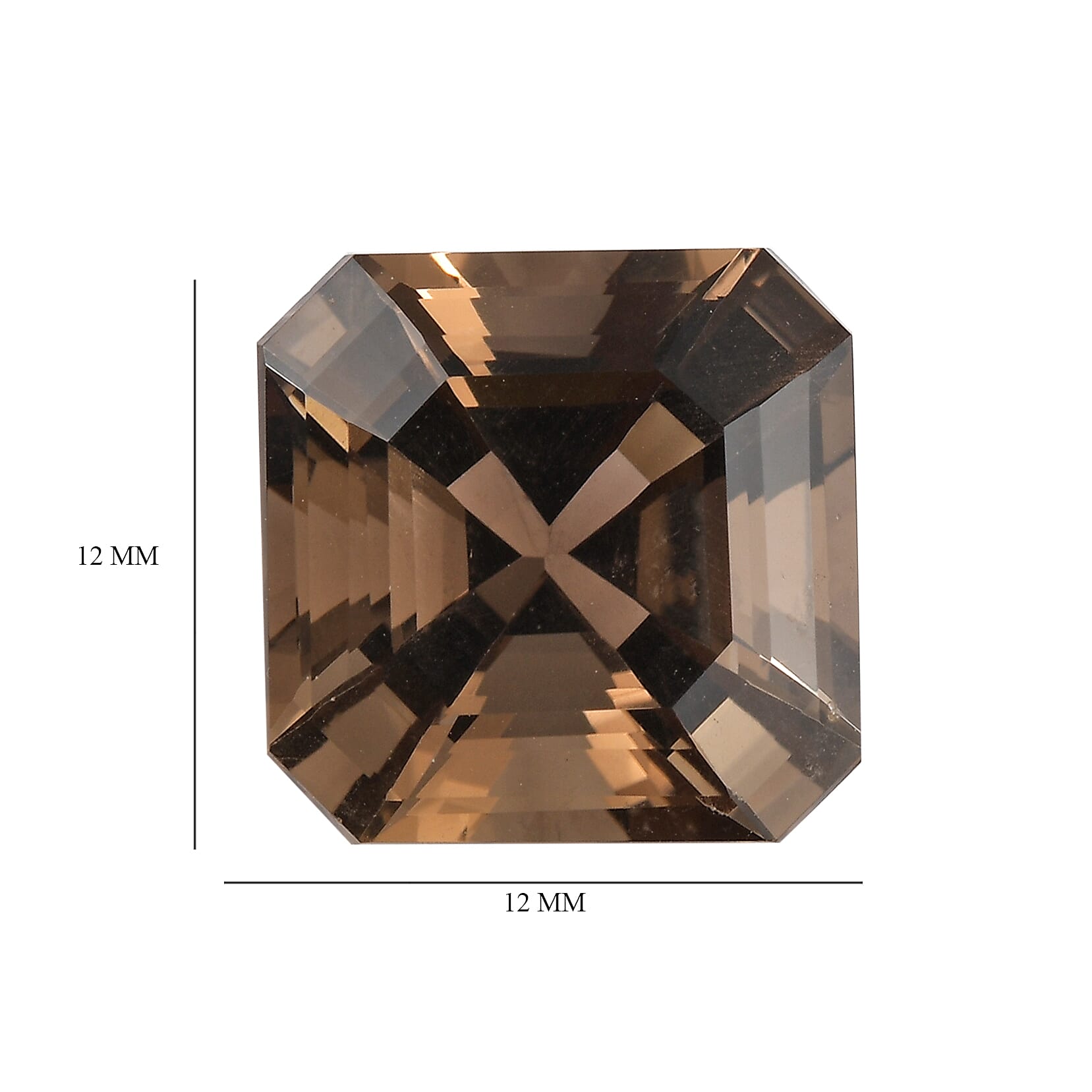 Set of 2 Asscher Cut AA Brazilian Smoky Quartz (Oct 12x12 mm) 14.48 ctw