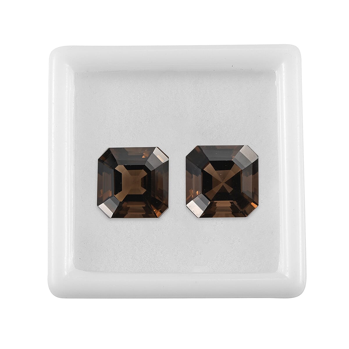 Set of 2 Asscher Cut AAA Brazilian Smoky Quartz (Oct 12x12 mm) 13.60 ctw