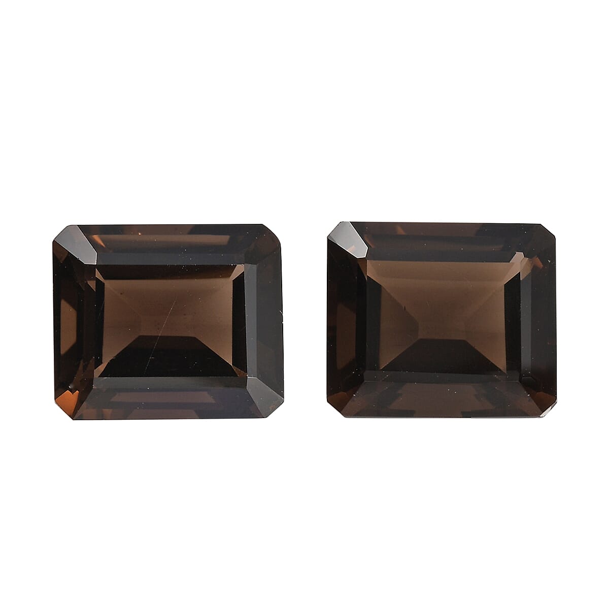 Set of 2 AA Brazilian Smoky Quartz (Oct 14x12 mm) 15.95 ctw