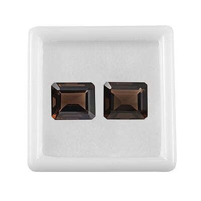 Set of 2 AA Brazilian Smoky Quartz (Oct 14x12 mm) 15.95 ctw