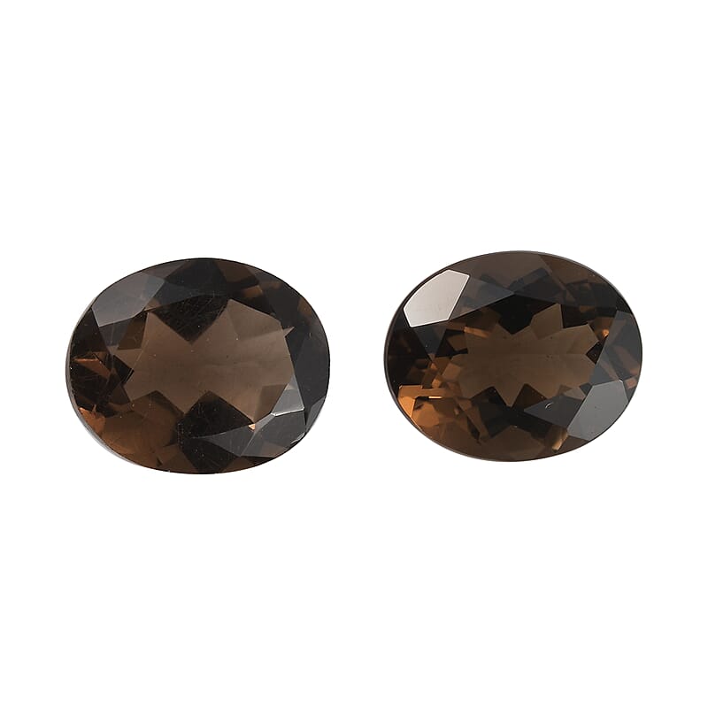 Set of 2 Brazilian Smoky Quartz (Ovl 11x9 mm) 5.96 ctw