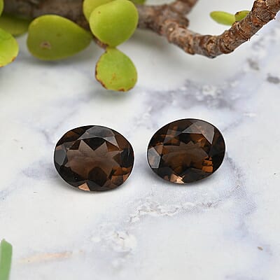 Set of 2 Brazilian Smoky Quartz (Ovl 11x9 mm) 5.96 ctw