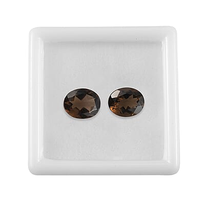 Set of 2 Brazilian Smoky Quartz (Ovl 11x9 mm) 5.96 ctw