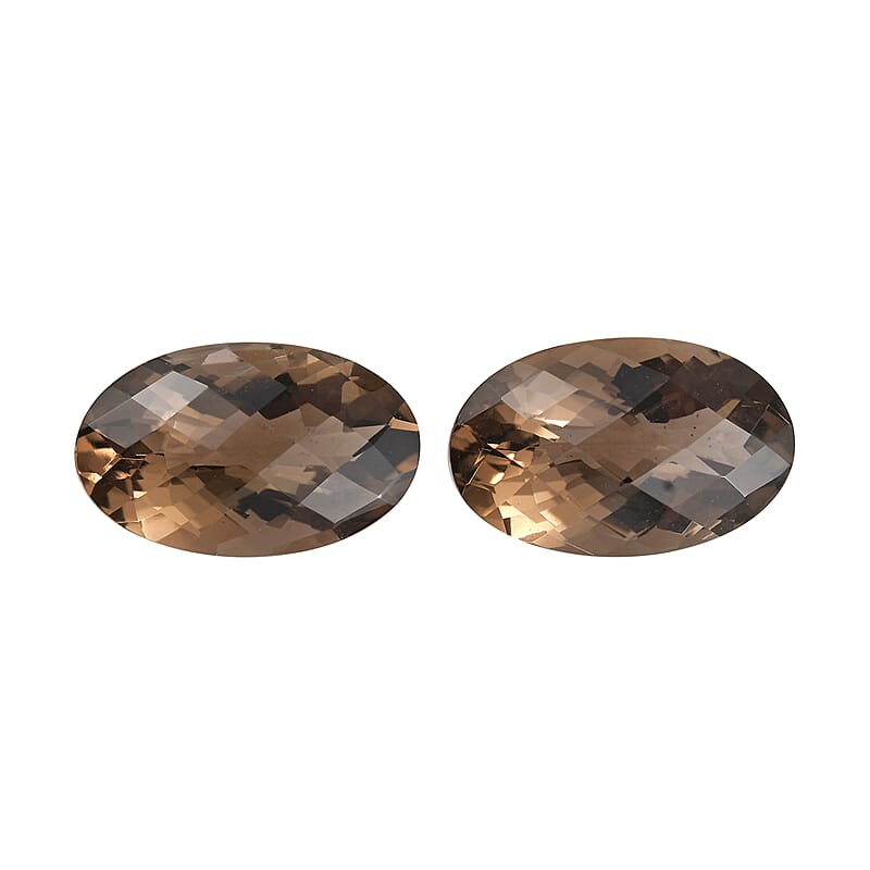 Set of 2 AAA Brazilian Smoky Quartz (Ovl 16x10 mm) 12.30 ctw