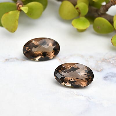 Set of 2 AAA Brazilian Smoky Quartz (Ovl 16x10 mm) 12.30 ctw