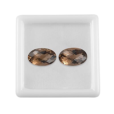 Set of 2 AAA Brazilian Smoky Quartz (Ovl 16x10 mm) 12.30 ctw