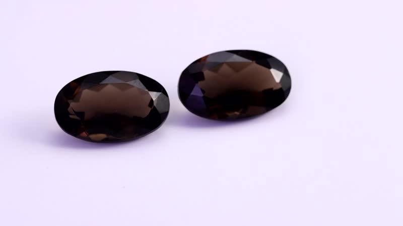 Set of 2 AA Brazilian Smoky Quartz (Ovl 16x10 mm) 12.47 ctw Loose gemstone