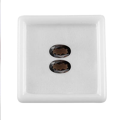 Set of 2 AA Brazilian Smoky Quartz (Ovl 16x10 mm) 12.47 ctw Loose gemstone