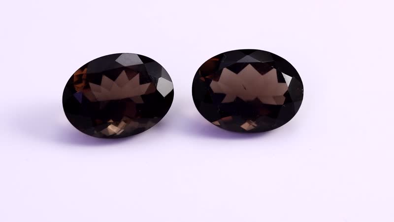 Set of 2 AA Brazilian Smoky Quartz (Ovl 16x12 mm) 15.72 ctw