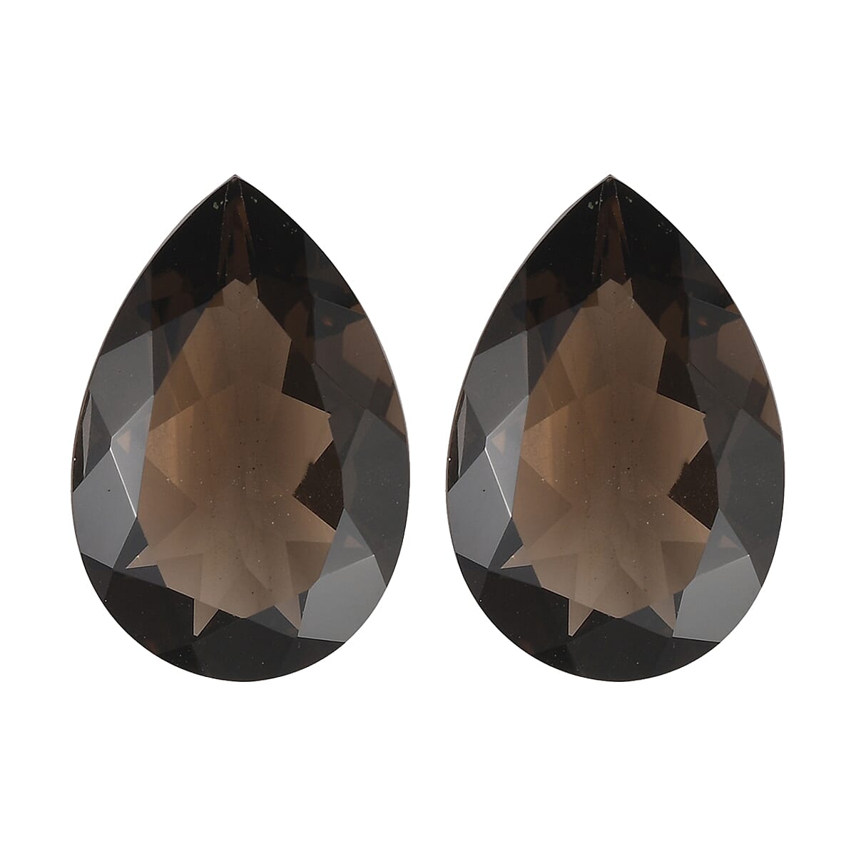 Set of 2 AA Brazilian Smoky Quartz (Pear 18x12 mm) 17.30 ctw Loose gemstone