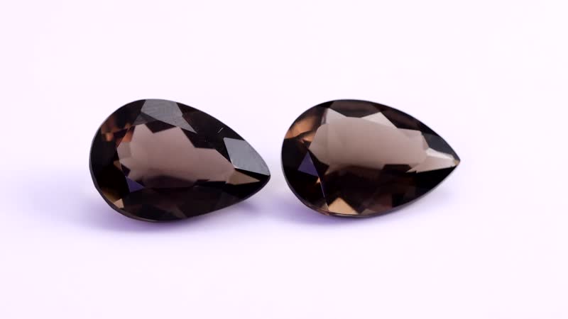 Set of 2 AA Brazilian Smoky Quartz (Pear 18x12 mm) 17.30 ctw Loose gemstone