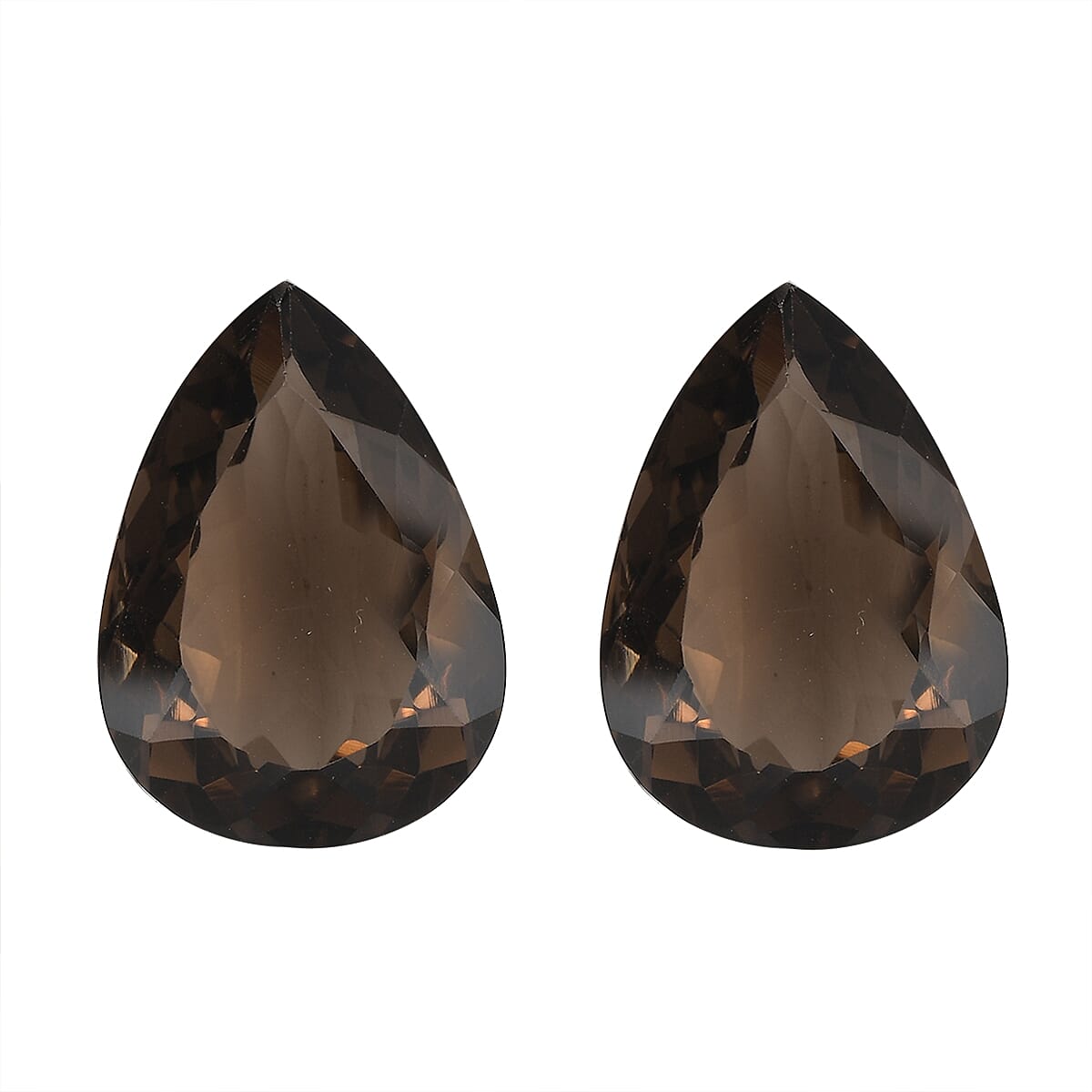 Set of 2 Brazilian Smoky Quartz (Pear 18x13 mm) 16.87 ctw