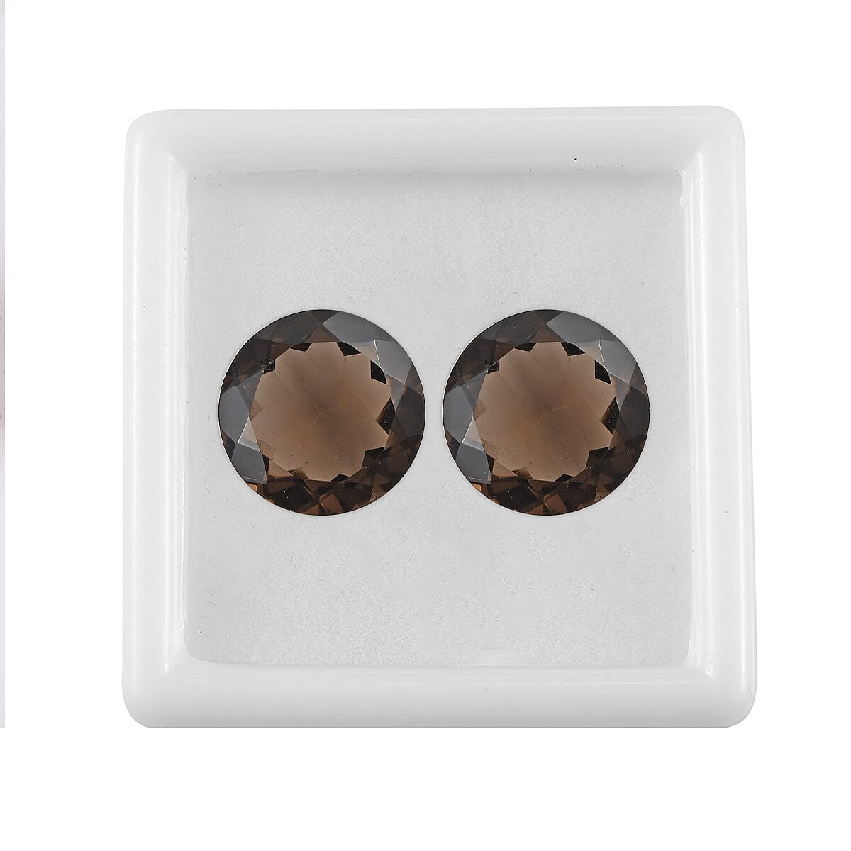 Set of 2 Brazilian Smoky Quartz (Rnd 14 mm) 14.82 ctw