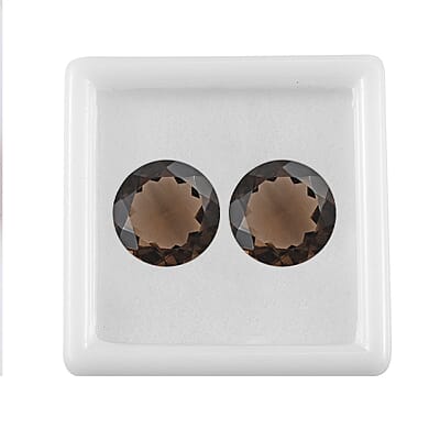 Set of 2 Brazilian Smoky Quartz (Rnd 14 mm) 14.82 ctw