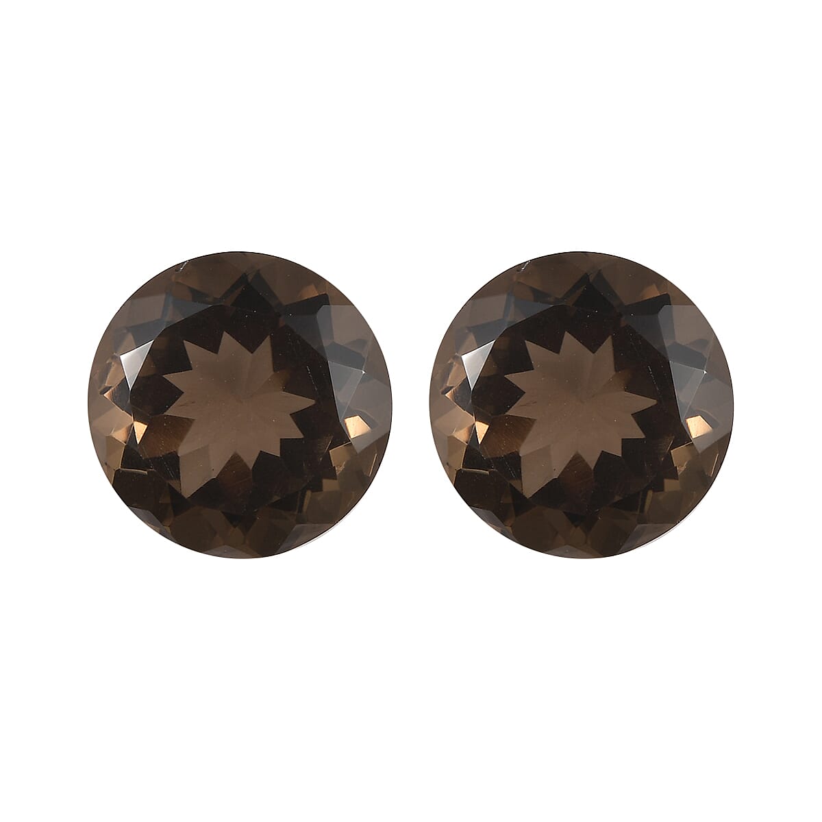 Set of 2 AA Brazilian Smoky Quartz (Rnd 14 mm) 14.70 ctw