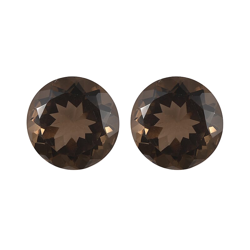 Set of 2 AA Brazilian Smoky Quartz (Rnd 14 mm) 14.70 ctw