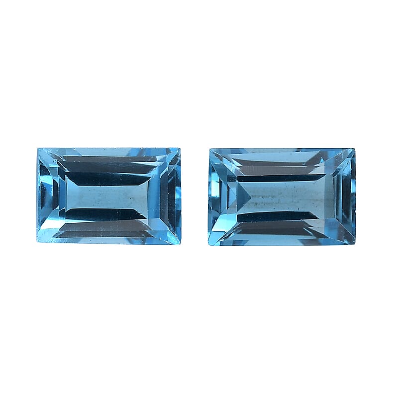 Set of 2 Swiss Blue Topaz (Bgt 6x4 mm) 1.44 ctw