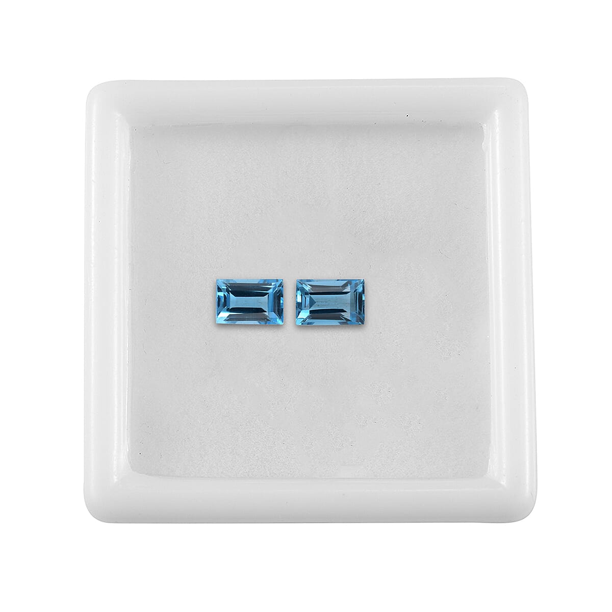 Set of 2 Swiss Blue Topaz (Bgt 6x4 mm) 1.44 ctw