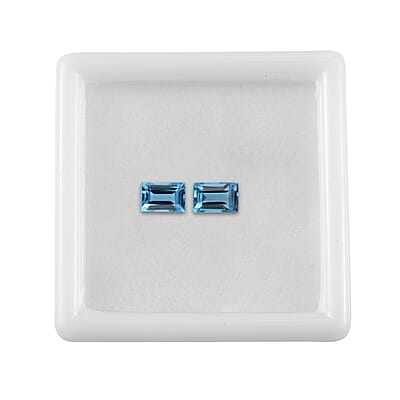 Set of 2 Swiss Blue Topaz (Bgt 6x4 mm) 1.44 ctw