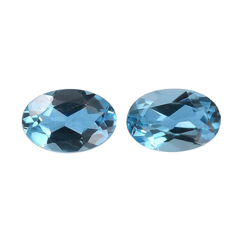 Set of 2 AA Swiss Blue Topaz (Oval 6x4 mm) 0.89 ctw