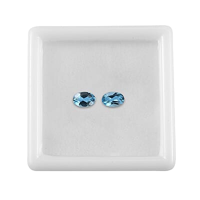 Set of 2 AA Swiss Blue Topaz (Oval 6x4 mm) 0.89 ctw