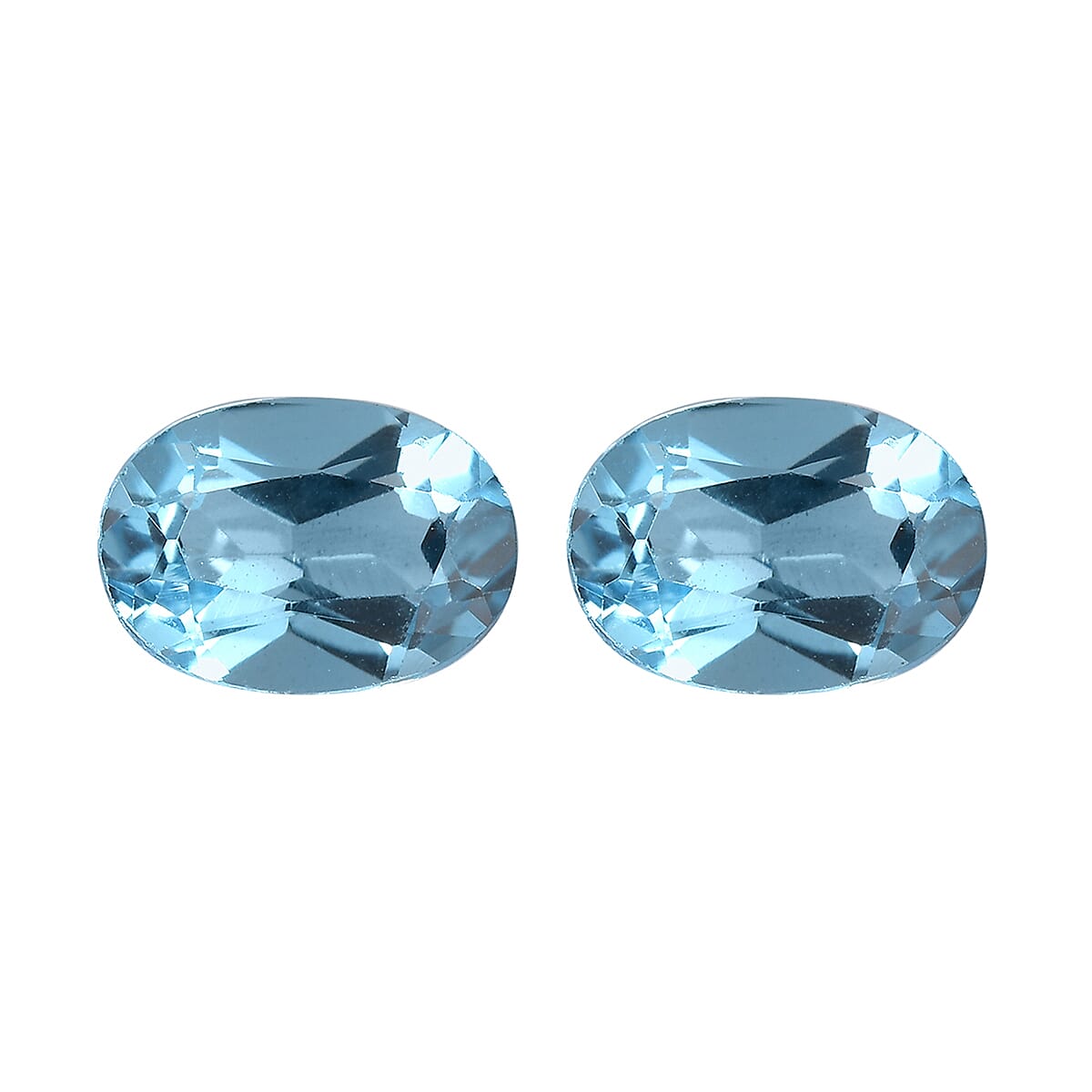Set of 2 Swiss Blue Topaz (Oval 7x5 mm) 1.72 ctw Loose gemstone