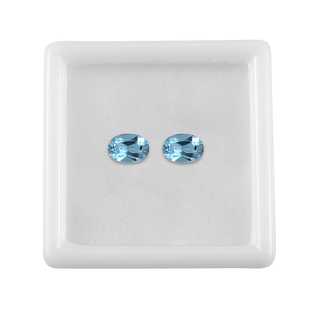 Set of 2 Swiss Blue Topaz (Oval 7x5 mm) 1.72 ctw Loose gemstone